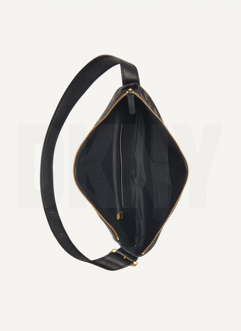 Black DKNY The Medium Logo Optimist Bags Tote Bags | USA-D0636