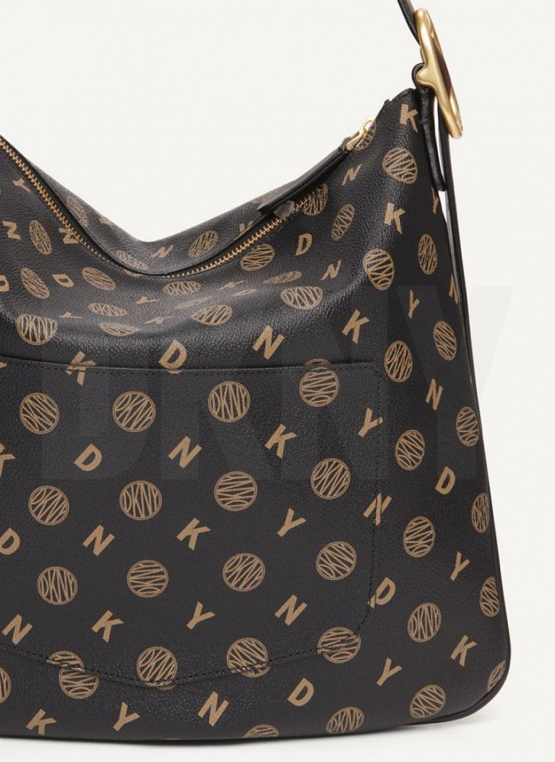 Black DKNY The Medium Logo Optimist Bags Tote Bags | USA-D0636