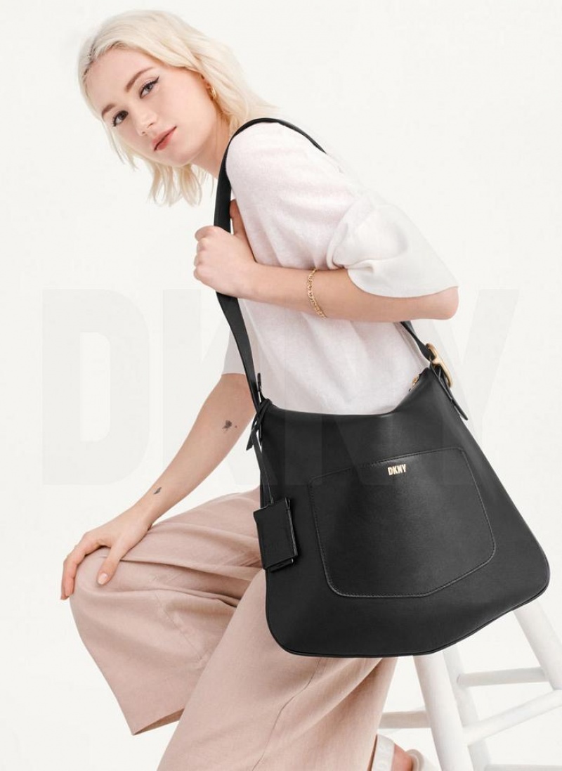Black DKNY The Medium Optimist Bags Shoulder Bags | USA-D0478