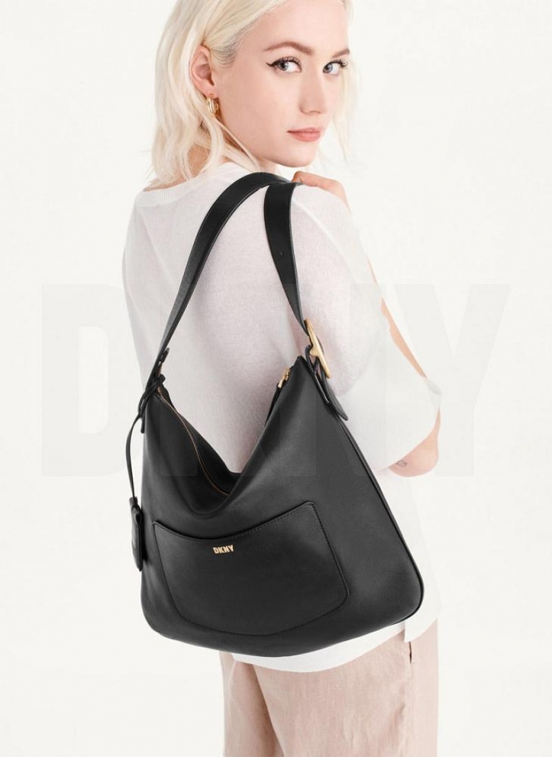Black DKNY The Medium Optimist Bags Shoulder Bags | USA-D0478