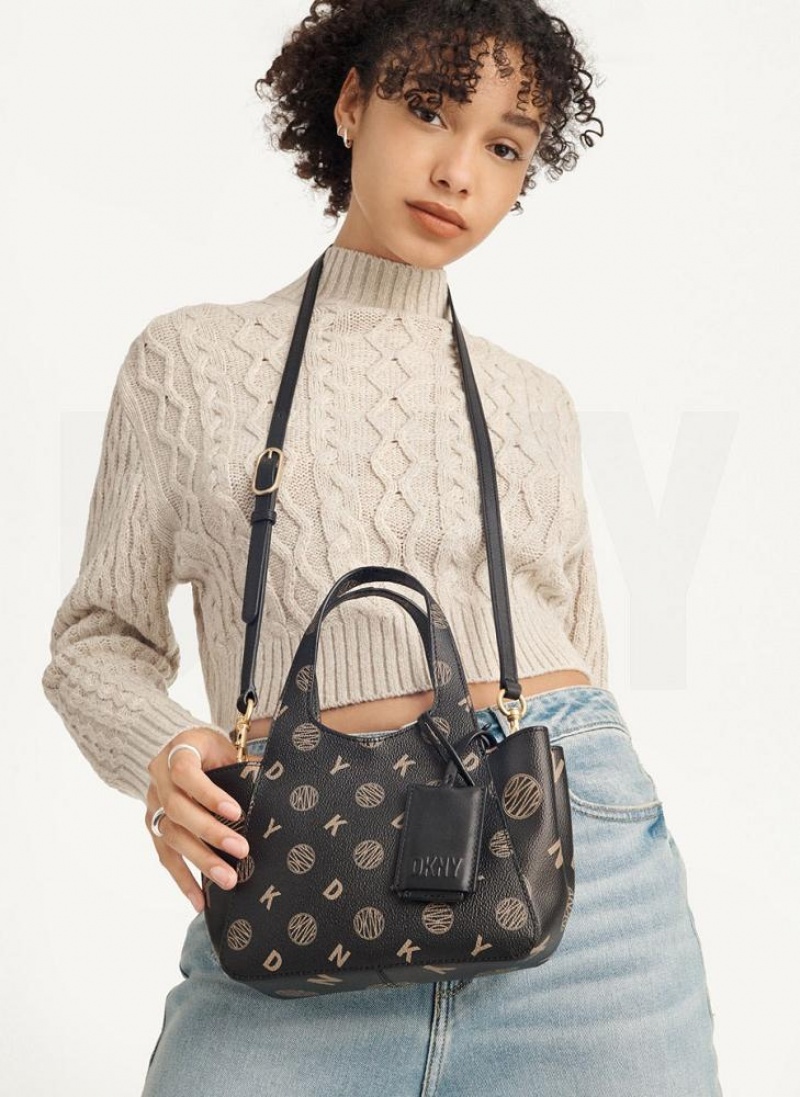 Black DKNY The Mini Logo Effortless Bags Tote Bags | USA-D0918