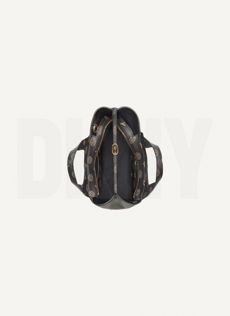 Black DKNY The Mini Logo Effortless Bags Tote Bags | USA-D0918