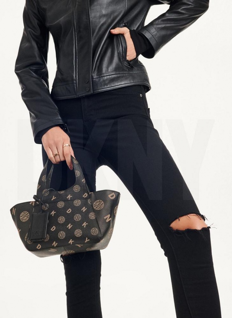 Black DKNY The Mini Logo Effortless Bags Tote Bags | USA-D0918