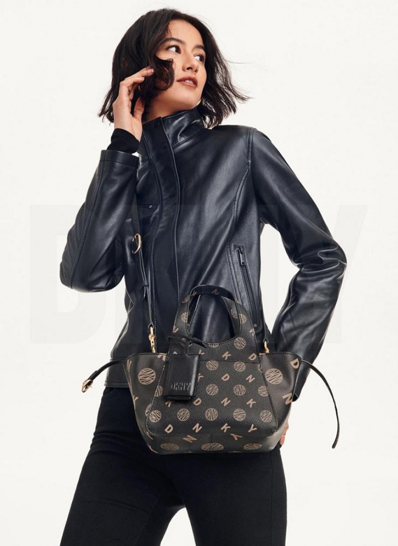 Black DKNY The Mini Logo Effortless Bags Tote Bags | USA-D0918