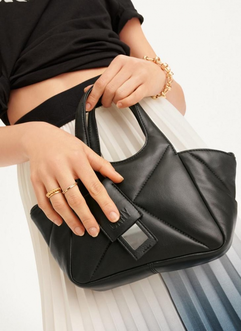 Black DKNY The Mini Quilted Effortless Bags Tote Bags | USA-D1885