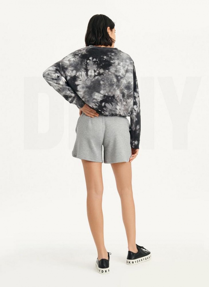 Black DKNY Tie Dye Crew Neck Pullover With Tie Women's Sweatshirts | USA-D0508
