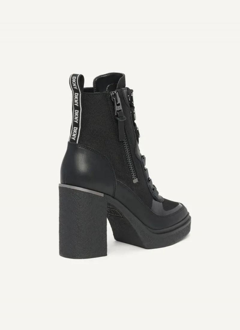 Black DKNY Toia Lace Up Platform Shoes Boots | USA-D1981