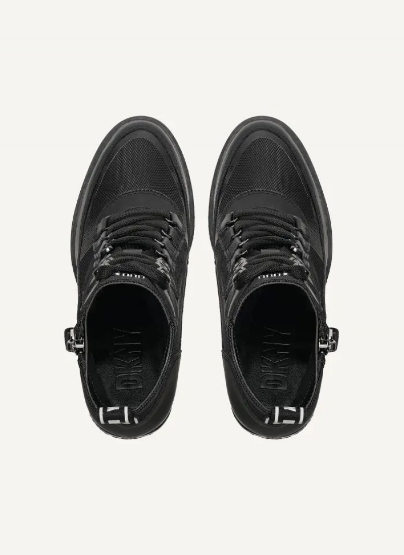 Black DKNY Toia Lace Up Platform Shoes Boots | USA-D1981