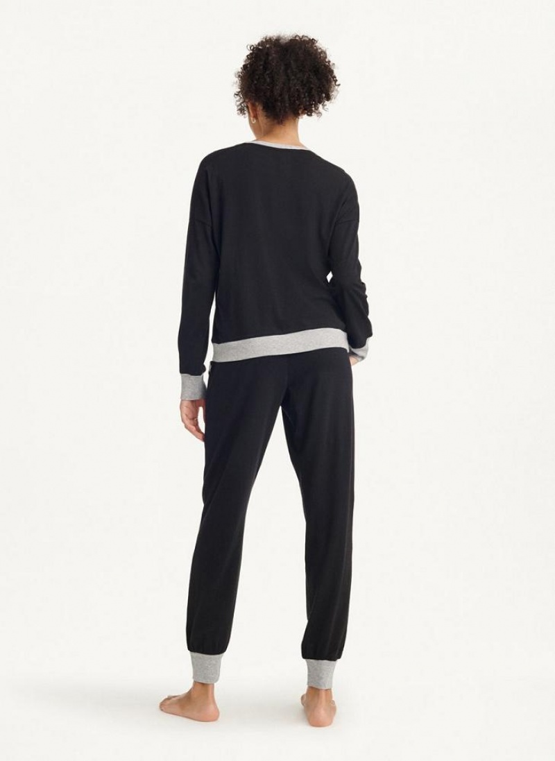 Black DKNY Top And Jogger Sleep Set Women's Pajamas | USA-D0314