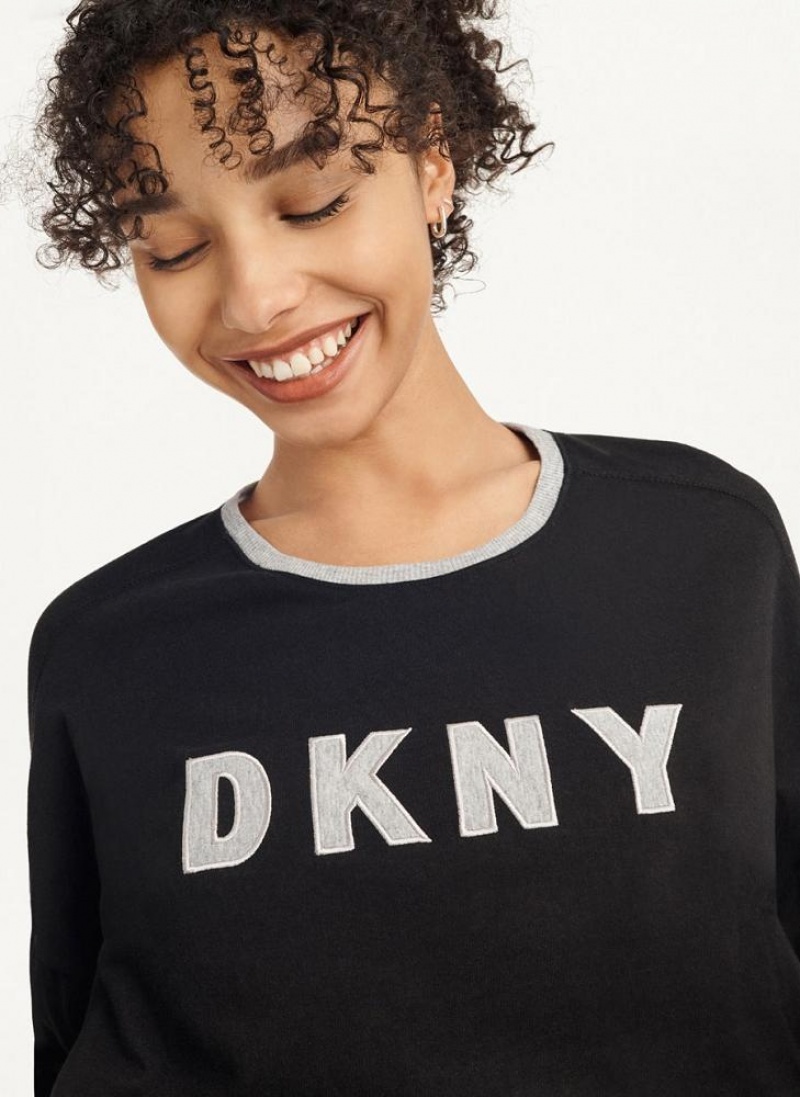 Black DKNY Top And Jogger Sleep Set Women's Pajamas | USA-D0314