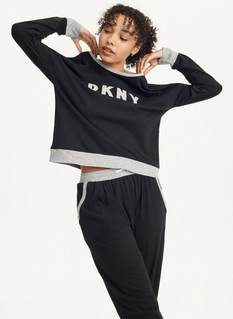 Black DKNY Top And Jogger Sleep Set Women\'s Pajamas | USA-D0314