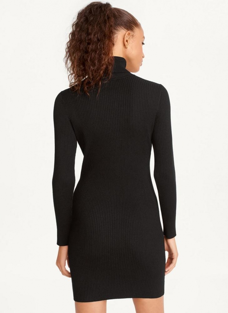 Black DKNY Turtleneck Sweater Women's Dresses | USA-D0391