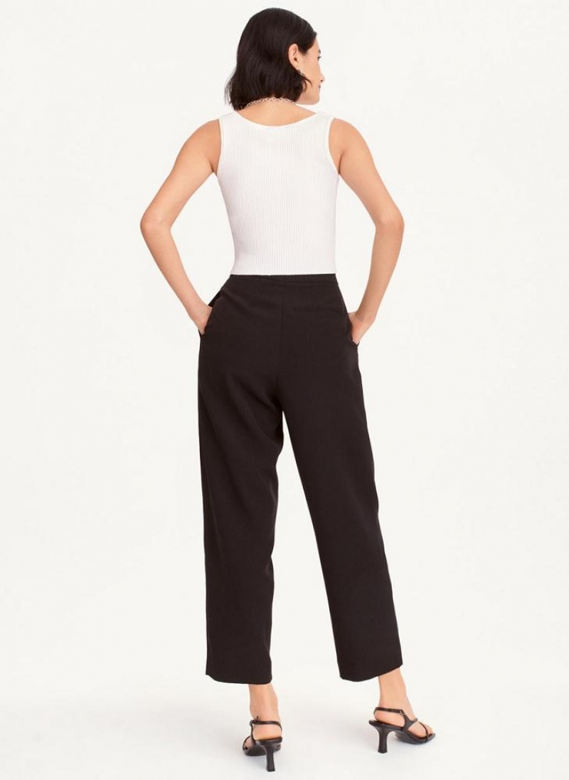 Black DKNY Twill Cropped Women's Pants | USA-D0846