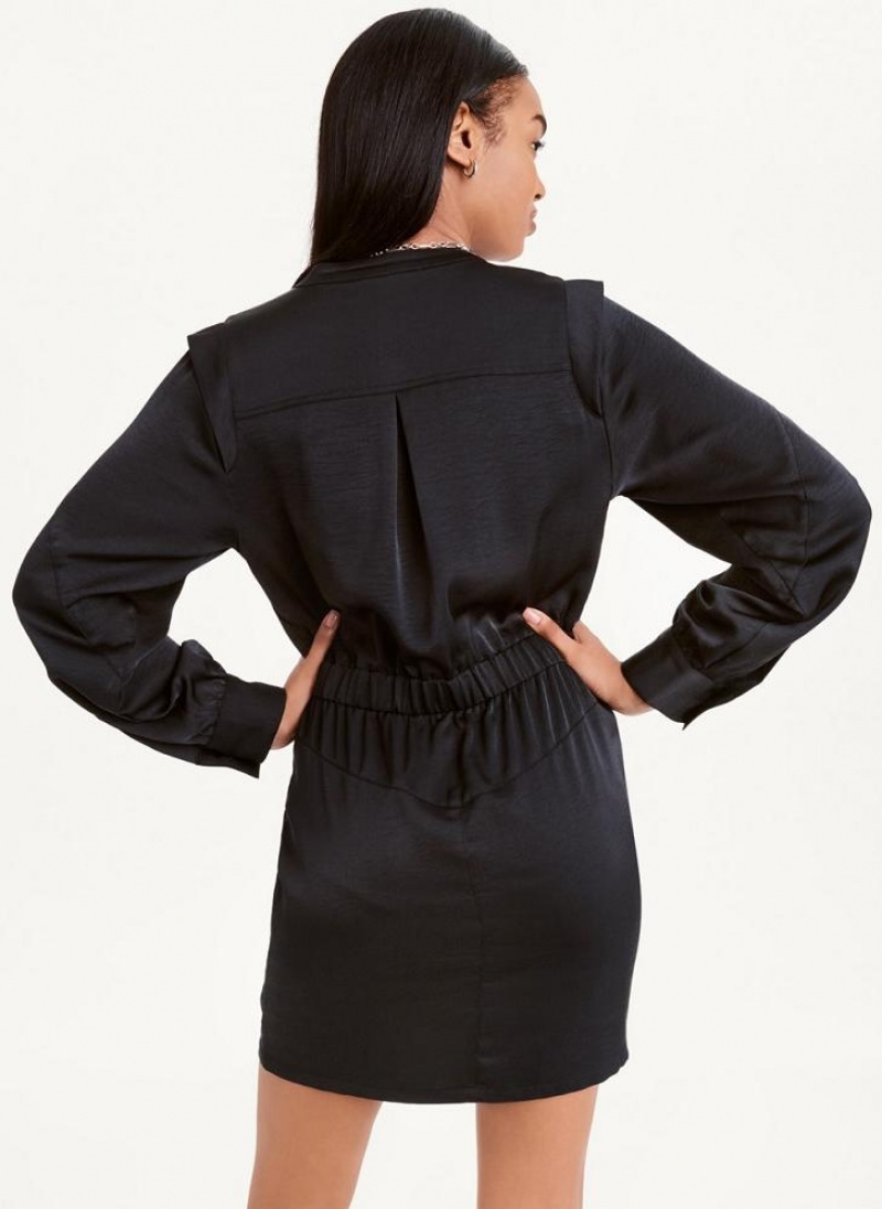 Black DKNY Two Pocket Mini Women's Dresses | USA-D1404