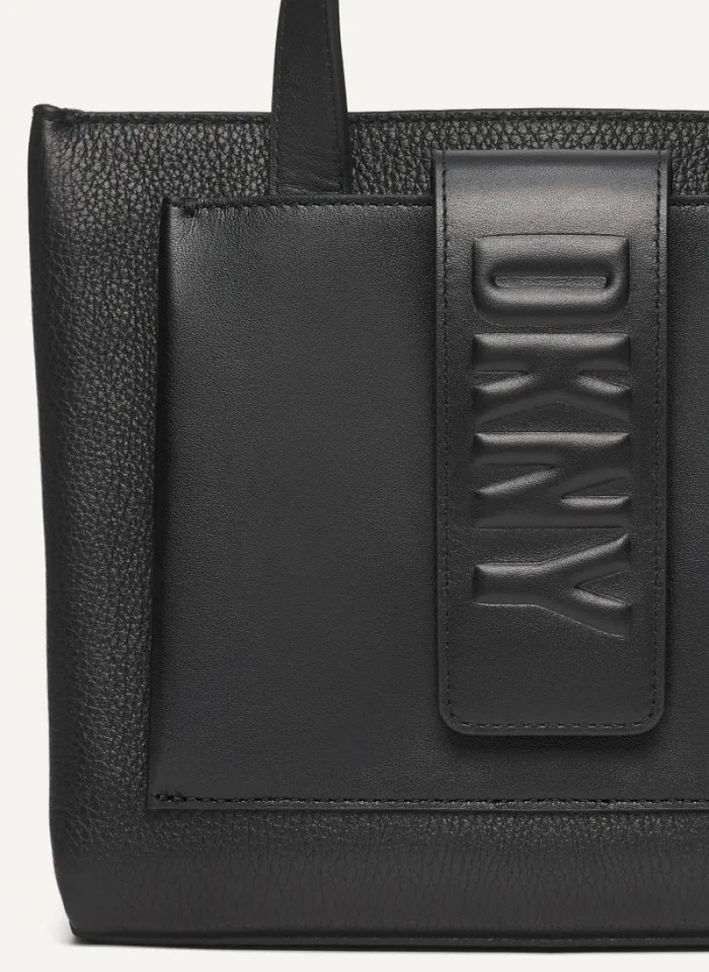 Black DKNY Uptown Exotic Leather Small Bags Tote Bags | USA-D1877