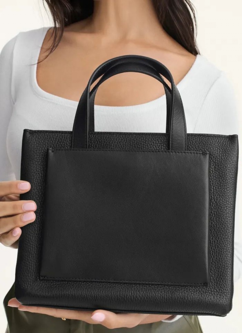 Black DKNY Uptown Exotic Leather Small Bags Tote Bags | USA-D1877