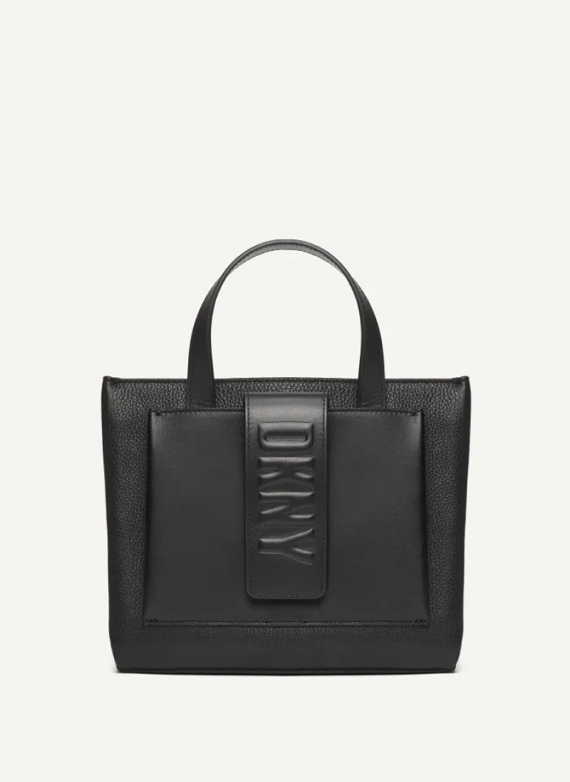 Black DKNY Uptown Exotic Leather Small Bags Tote Bags | USA-D1877