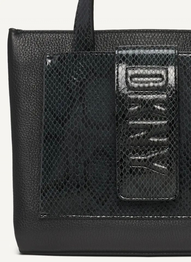 Black DKNY Uptown Exotic Leather Small Bags Tote Bags | USA-D0788