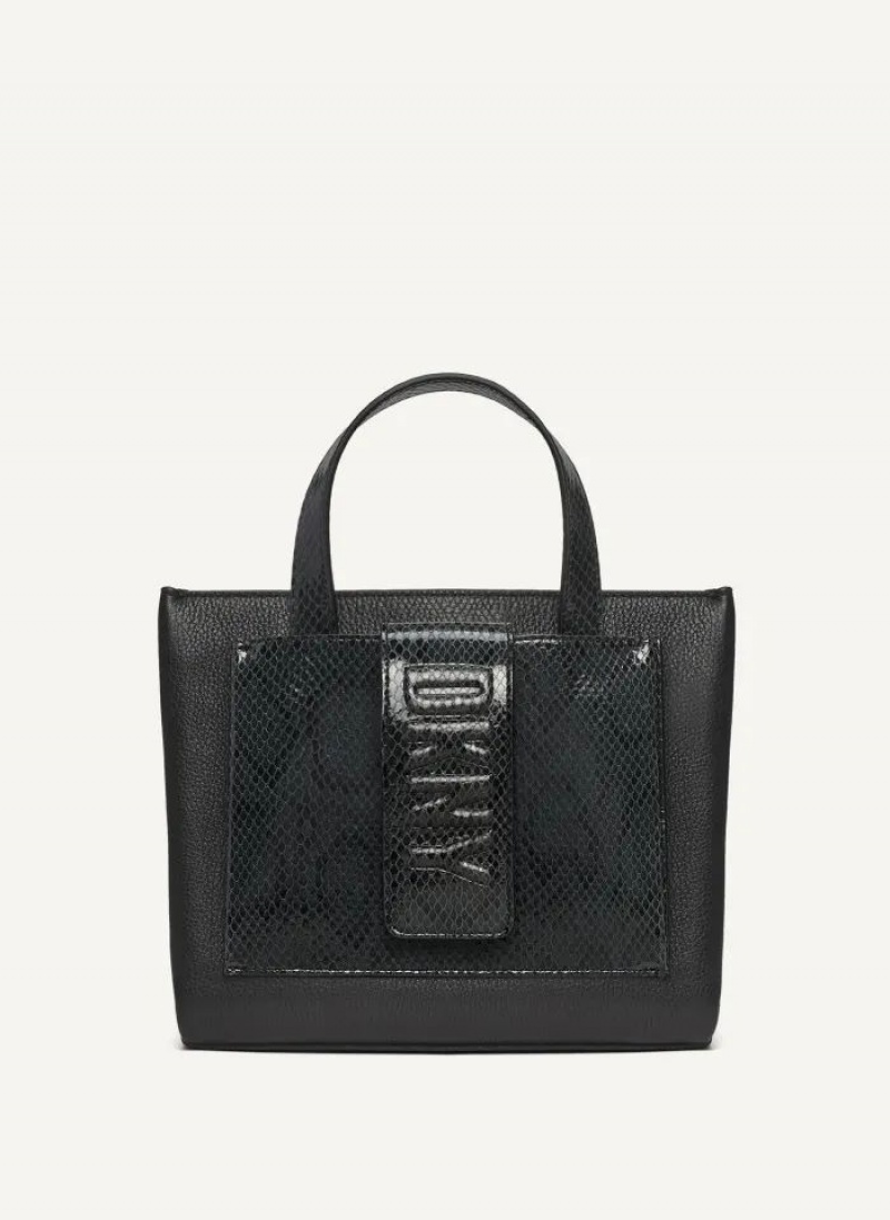 Black DKNY Uptown Exotic Leather Small Bags Tote Bags | USA-D0788