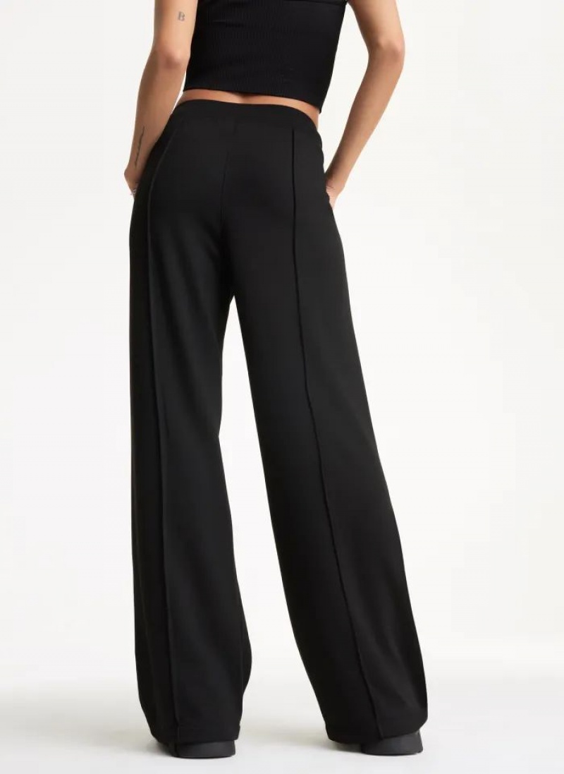 Black DKNY Wide Leg Greenwich Pintuck Women's Pants | USA-D0153