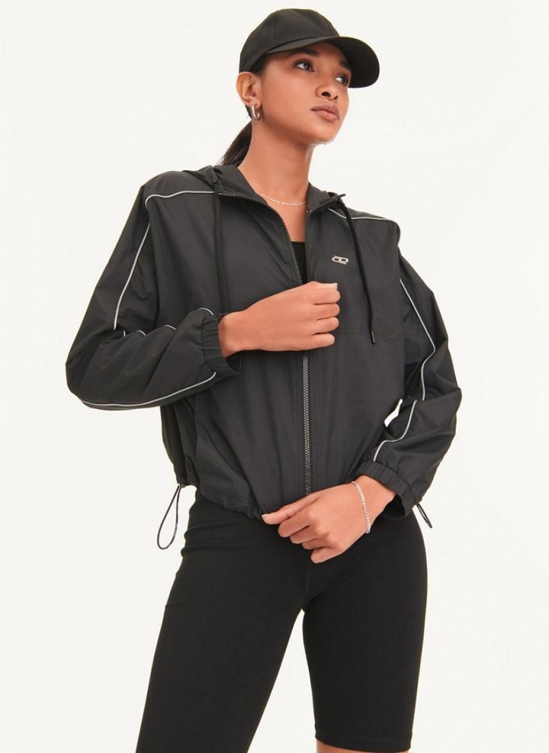 Black DKNY Windbreaker With Reflective Taping Women\'s Jackets | USA-D0290