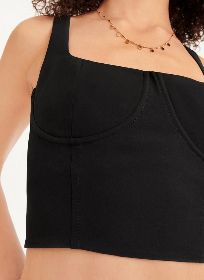 Black DKNY Wired Crop Women's Tank Tops | USA-D1261