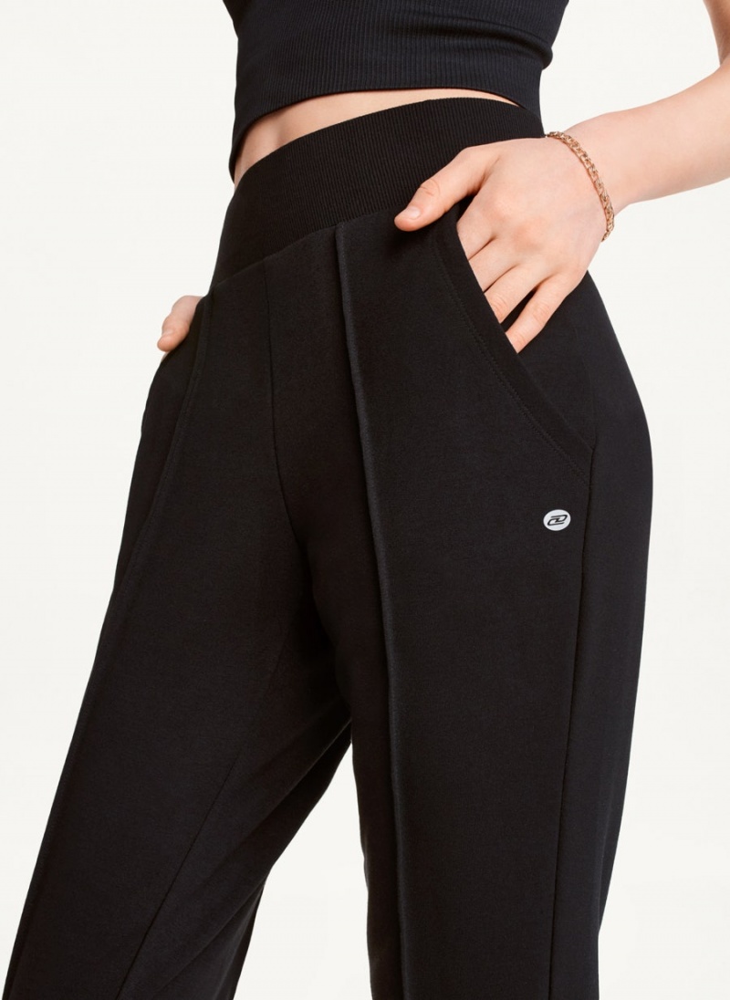 Black DKNY Yoga Terry Pintuck Women's Joggers | USA-D0876