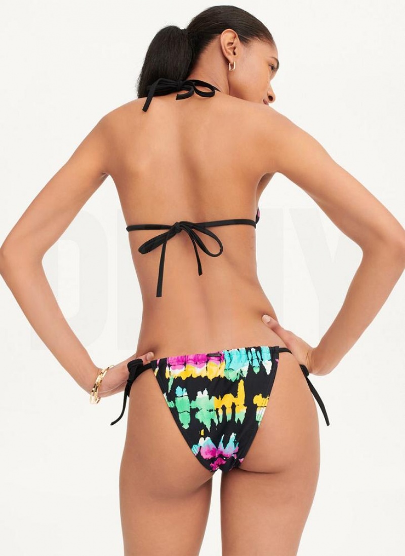 Black Multicolor DKNY Adjustable Women's Bikini Bottom | USA-D1884