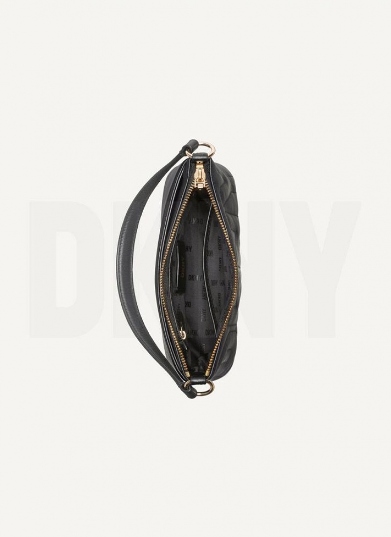 Black / Gold DKNY Elsa Demi Bags Crossbody Bags | USA-D0747
