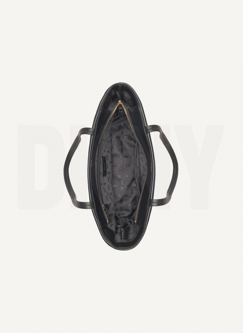 Black / Gold DKNY Elsa Medium Bags Tote Bags | USA-D1133