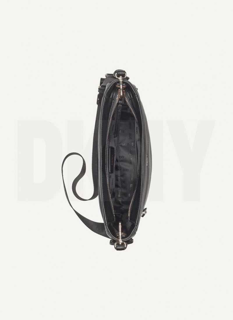 Black / Gold DKNY Maxine Messenger Bags Crossbody Bags | USA-D1967