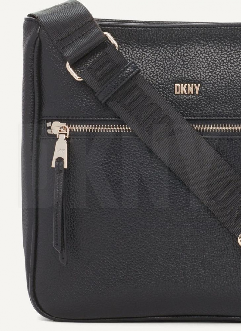 Black / Gold DKNY Maxine Messenger Bags Crossbody Bags | USA-D1967