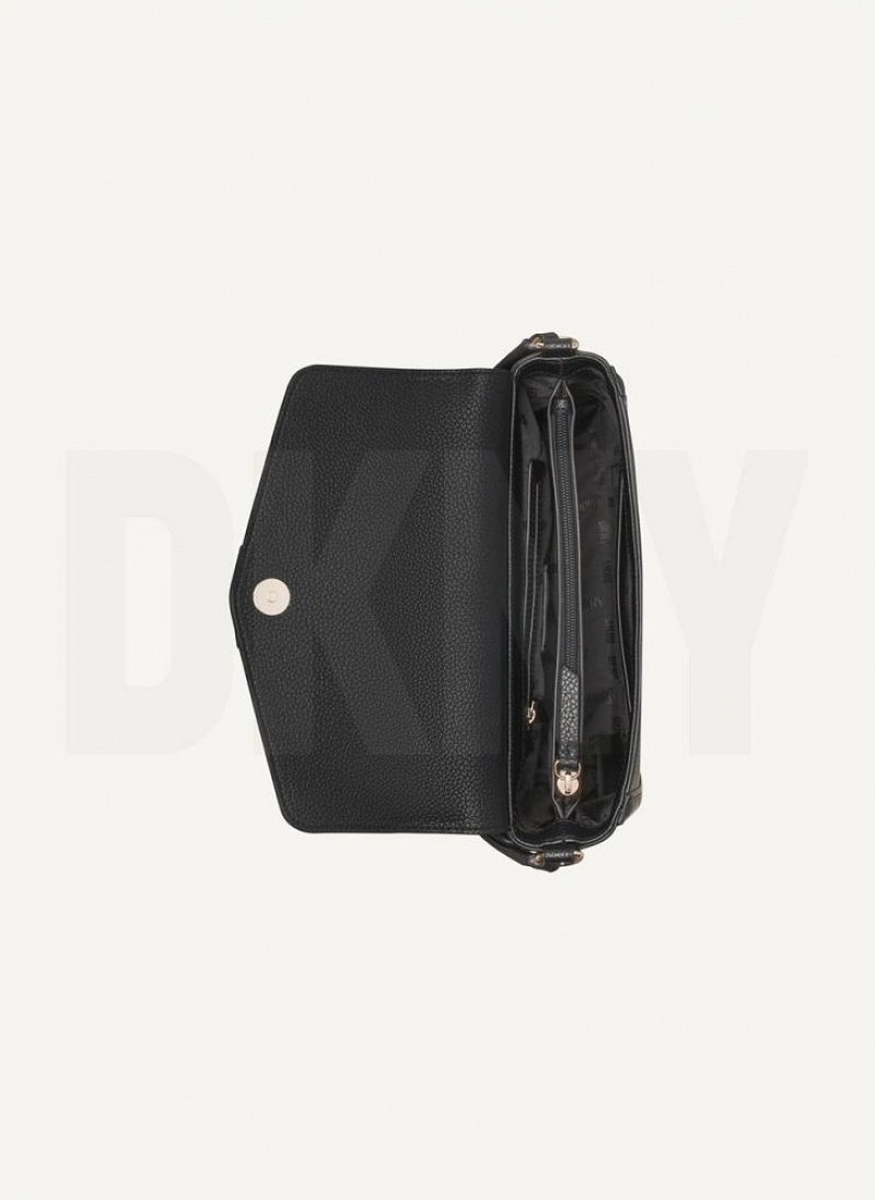Black / Gold DKNY Maxxe Flap Bags Shoulder Bags | USA-D1080