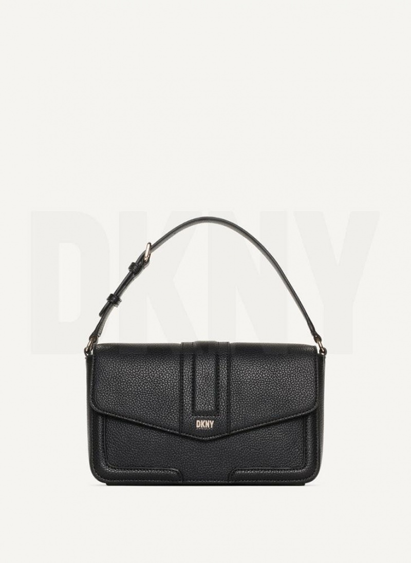 Black / Gold DKNY Maxxe Flap Bags Shoulder Bags | USA-D1080
