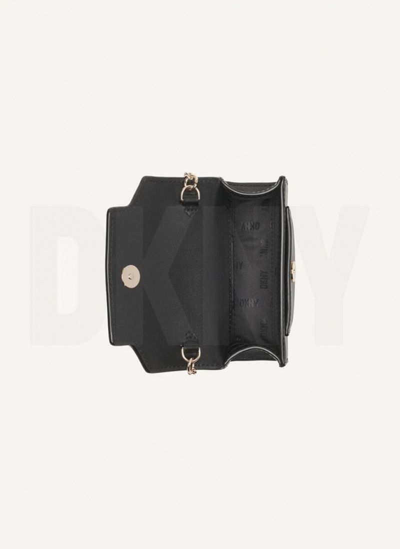 Black / Gold DKNY Millie Micro Flap Bags Crossbody Bags | USA-D0420