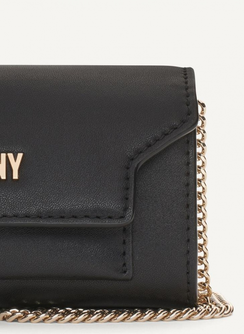Black / Gold DKNY Millie Micro Flap Bags Crossbody Bags | USA-D0420