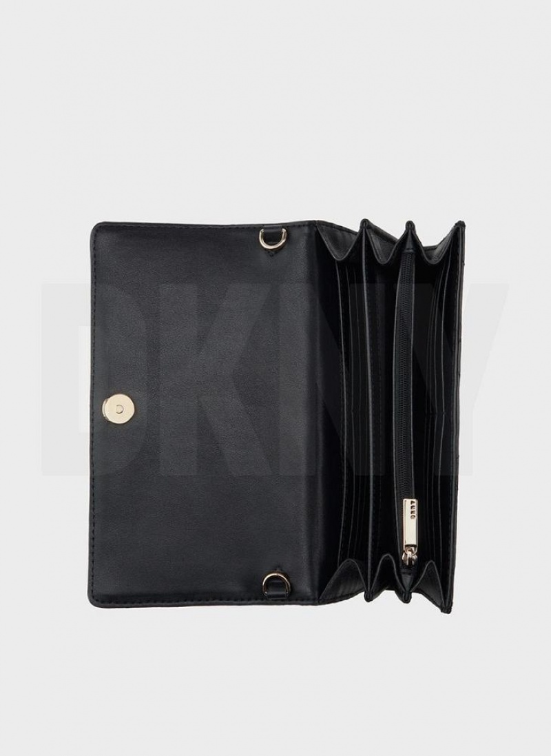 Black / Gold DKNY Quilted On A Chain Bags Wallets | USA-D1610