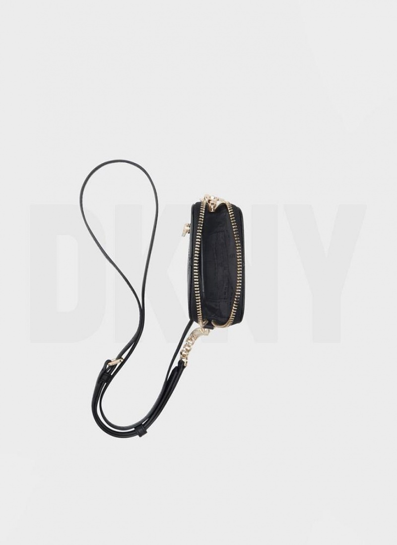 Black / Gold DKNY Quilted Phone Bags Crossbody Bags | USA-D1554