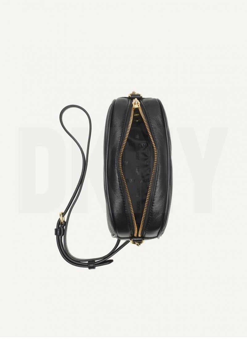 Black / Gold DKNY Sara Camera Bags Crossbody Bags | USA-D1386