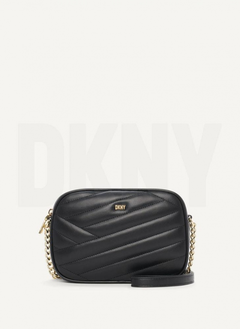 Black / Gold DKNY Sara Camera Bags Crossbody Bags | USA-D1386