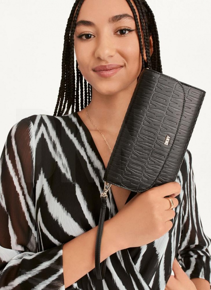Black / Gold DKNY Sydney Bags Wallets | USA-D1565