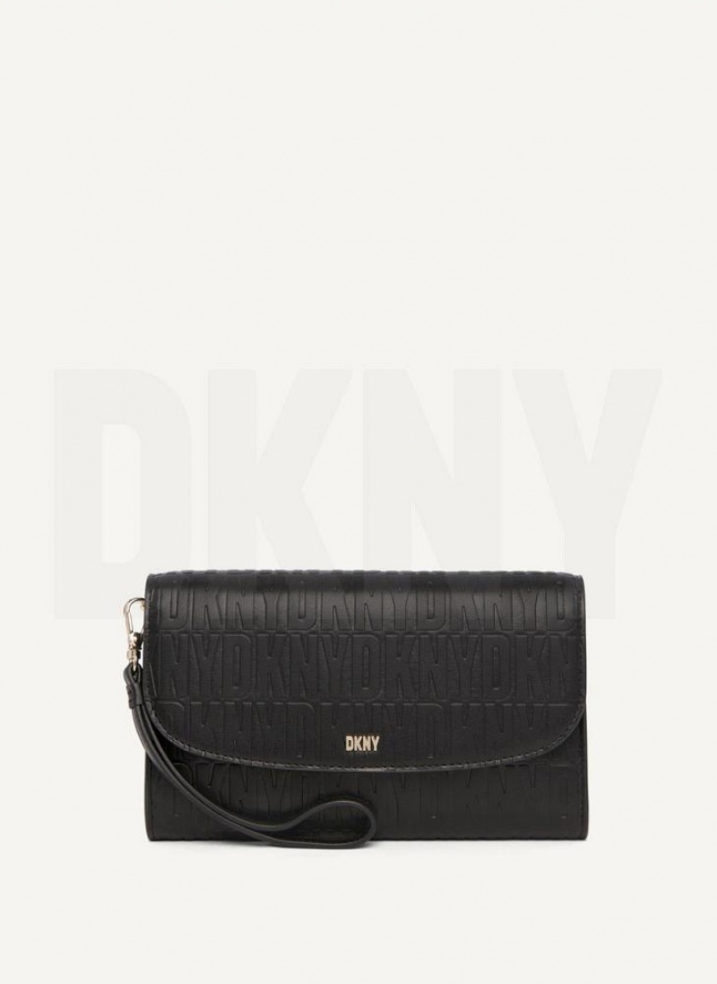 Black / Gold DKNY Sydney Bags Wallets | USA-D1565