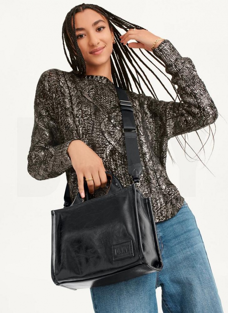 Black / Grey DKNY Hadlee Sm Bags Tote Bags | USA-D0437