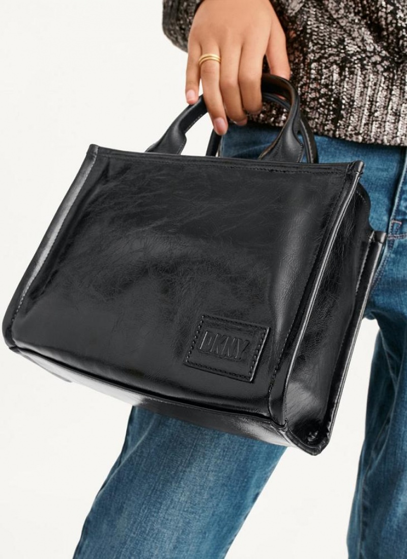 Black / Grey DKNY Hadlee Sm Tote Bags Crossbody Bags | USA-D0703
