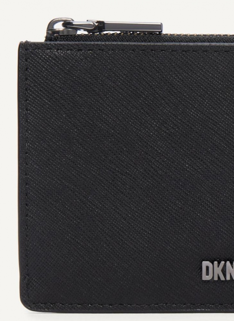 Black / Grey DKNY Sidney Key Card Case Bags Wallets | USA-D0489