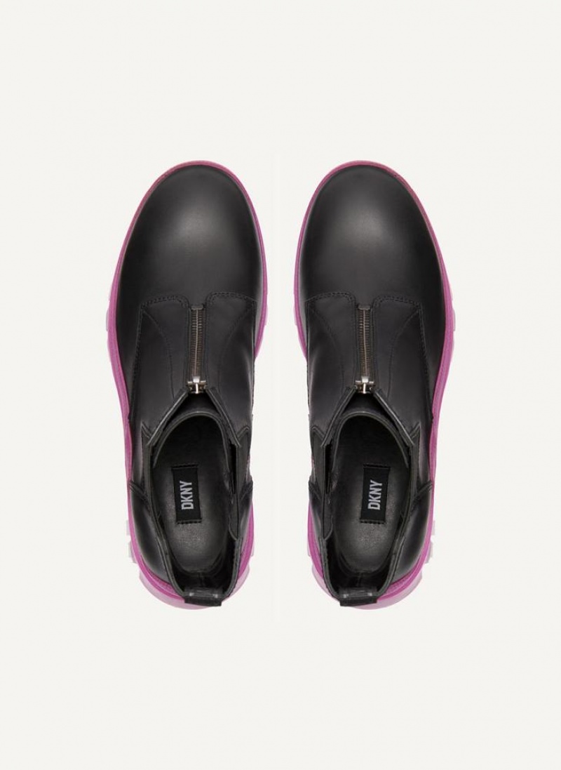 Black / Pink DKNY Contrast Lug Sole Shoes Boots | USA-D0645