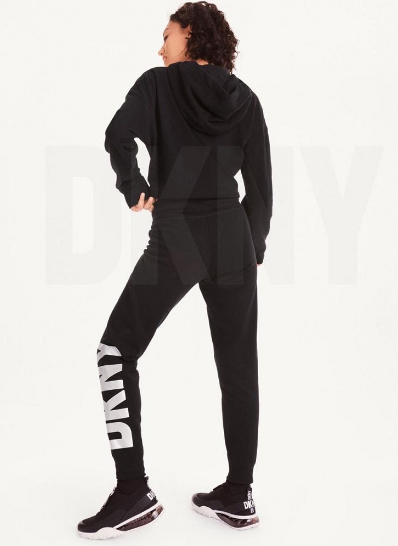 Black / Silver DKNY Exploded Logo Women's Joggers | USA-D1636