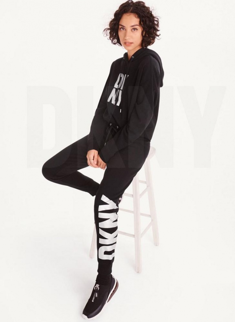 Black / Silver DKNY Exploded Logo Women's Joggers | USA-D1636