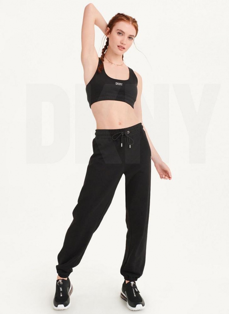 Black / Silver DKNY Metallic Logo Bralette Women's Tank Tops | USA-D1279