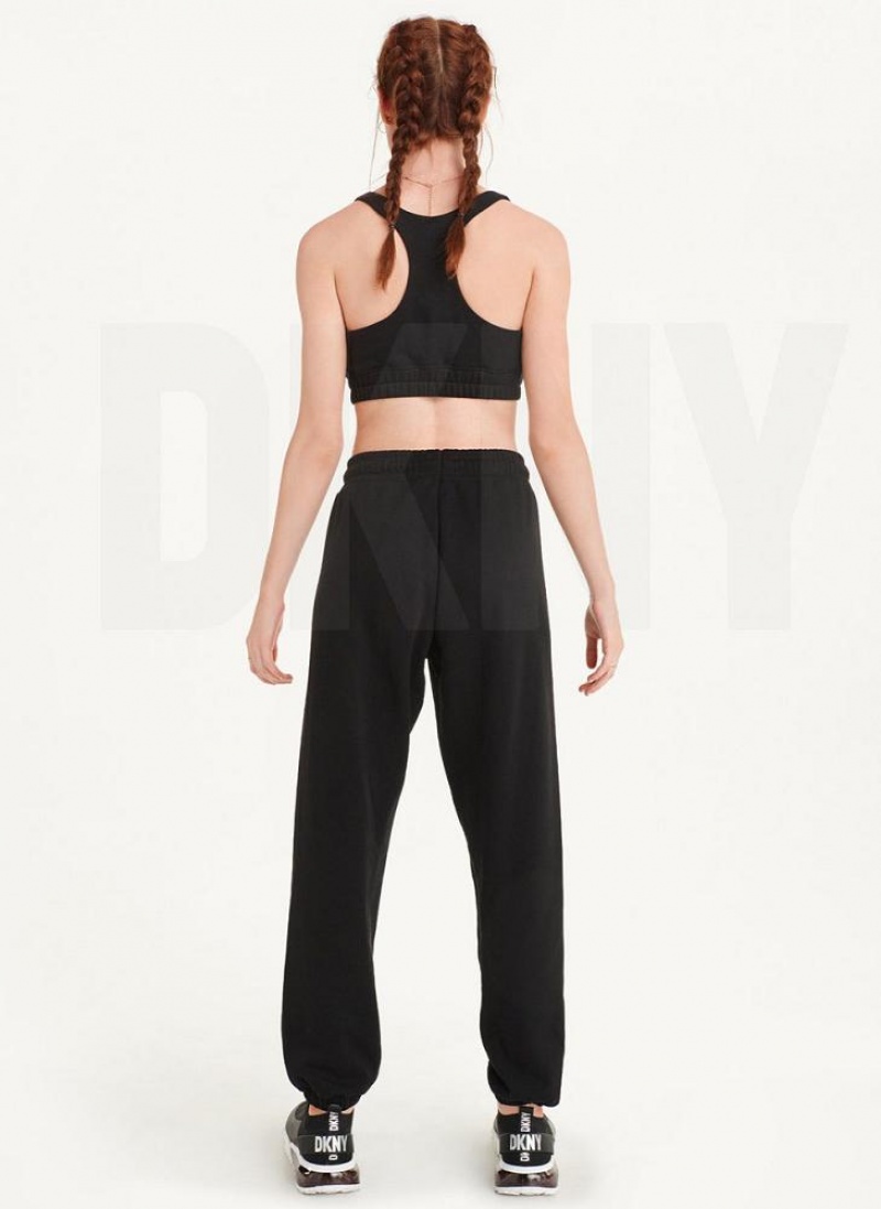 Black / Silver DKNY Metallic Logo Women's Joggers | USA-D0855